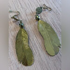 Gold Feather Earrings
